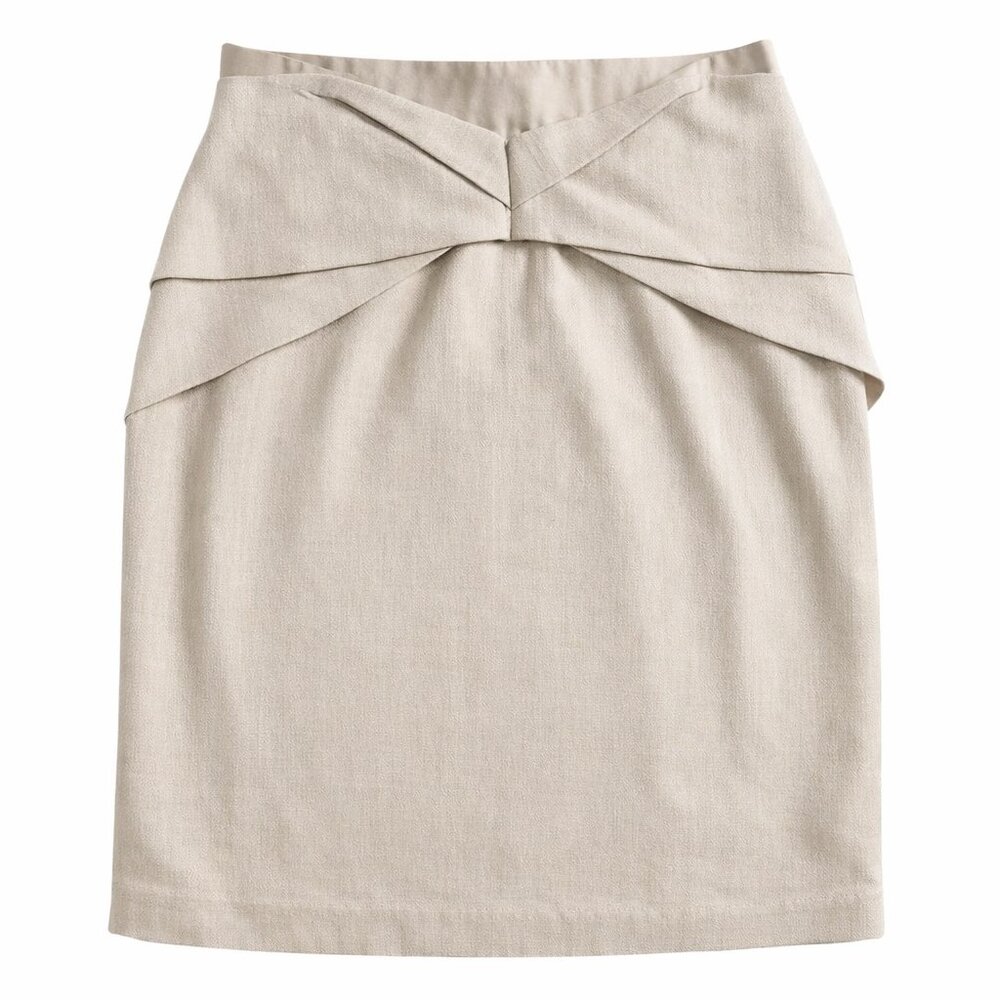 Anthropologie Girls From Savoy Women's Tan Linen Blend Tweed Pencil Skirt Size 8